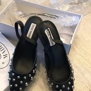 Sling back studded black shoes